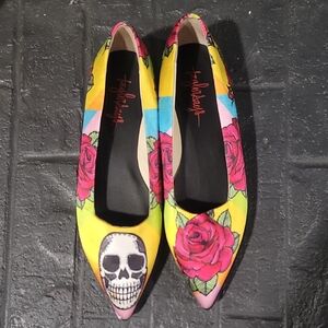 TaylorSays Multicolor Skull and Rose Flats